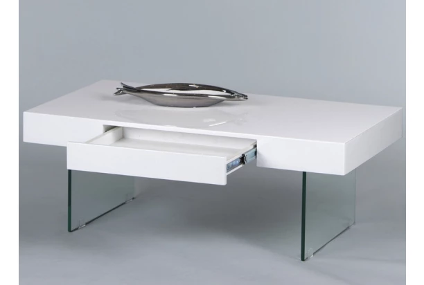 Konferenční stolek Daisy, bílý lesk/sklo