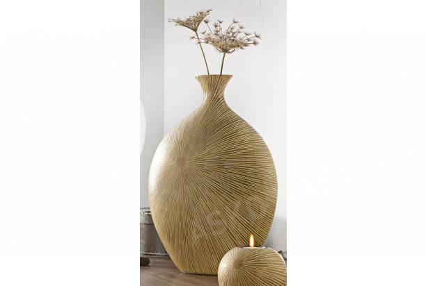 Dekorativní váza 38 cm motiv s paprsky, hnědá