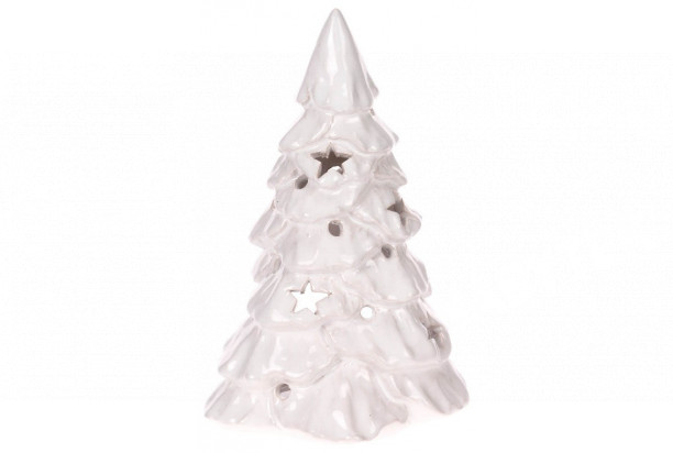 Vánoční dekorace/svícen Stromeček 20 cm, bílý