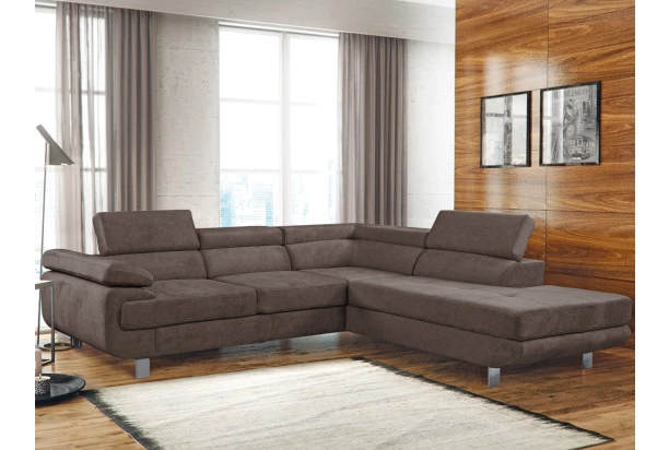 Rohová sedací souprava Lotos, hnědá látka, pravý roh