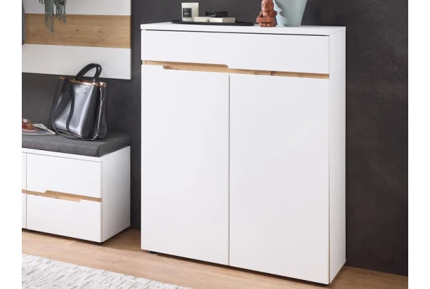 Botník se zásuvkou Memphis, bílá/dub artisan