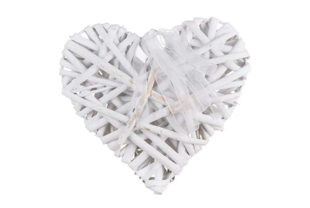 Dekorace Proutěné srdce 15x15 cm, bílé