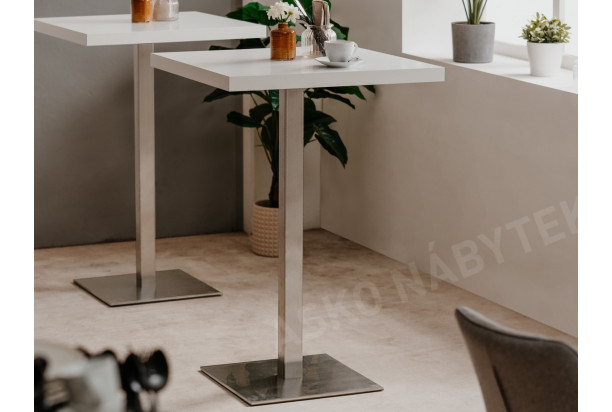 Barový stůl Quadrato 70x70 cm, bílý/nerez