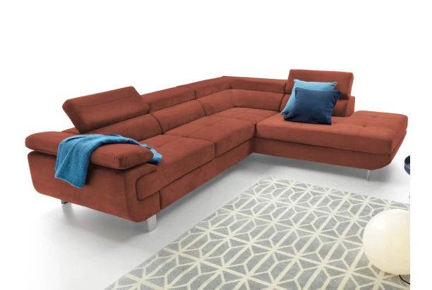 Rohová sedací souprava Lotos, terakota látka, pravý roh