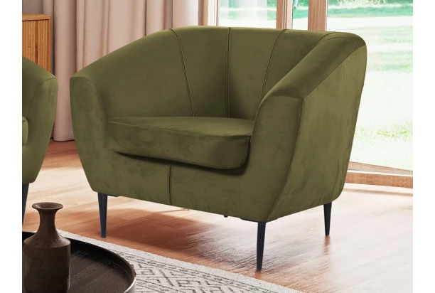 Křeslo Olivio, mechově zelená sametová látka