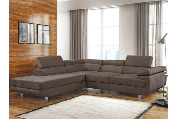 Rohová sedací souprava Lotos, hnědá látka, levý roh