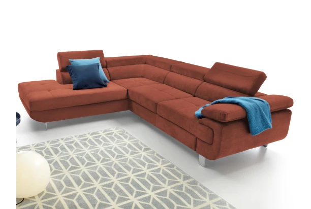 Rohová sedací souprava Lotos, terakota látka, levý roh
