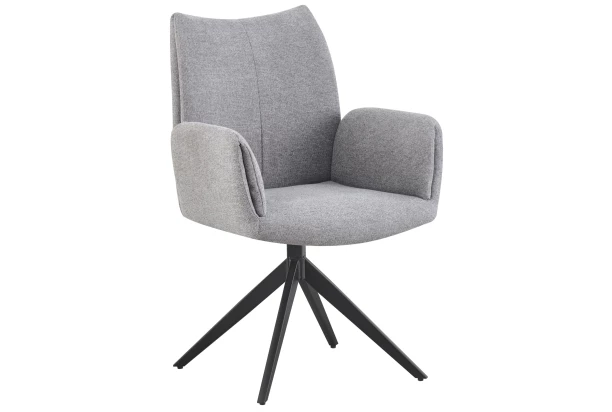 Otočná jídelní židle s područkami Kassandra, holubí šedá tkanina