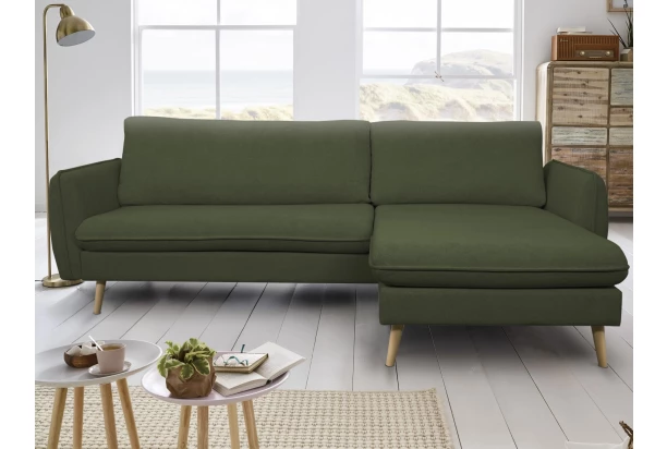 Rohová sedačka Salma, tmavě zelená látka, univerzální pravá/levá