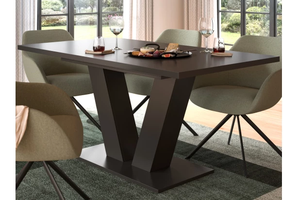 Rozkládací jídelní stůl Moteon 150x90 cm, šedý/šedý, podnož V