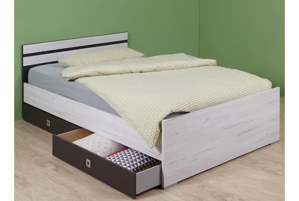 Postel Cariba 120x200 cm, bělený dub/lávová