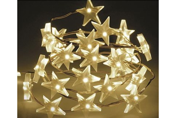 LED světelný řetěz Vánoční hvězdičky, teplá bílá
