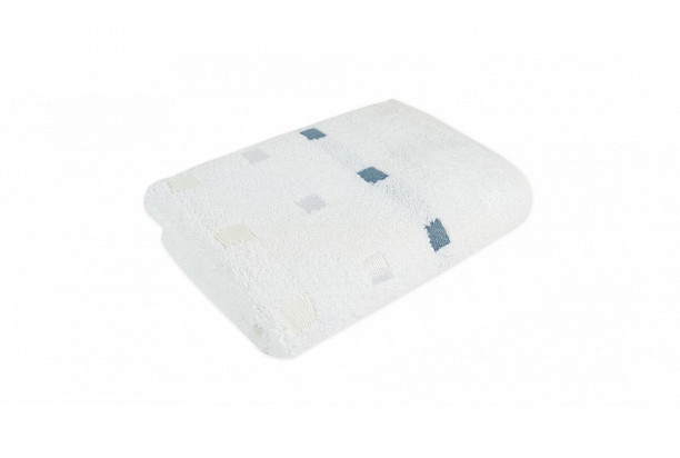 Froté ručník pro hosty Quattro, tencel, bílý, kostičky, 36x50 cm