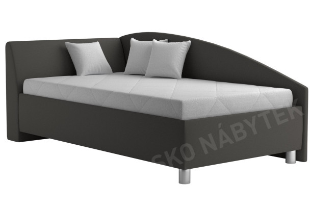 Rohová postel Andrew levá 110x200 cm, tmavě šedá látka