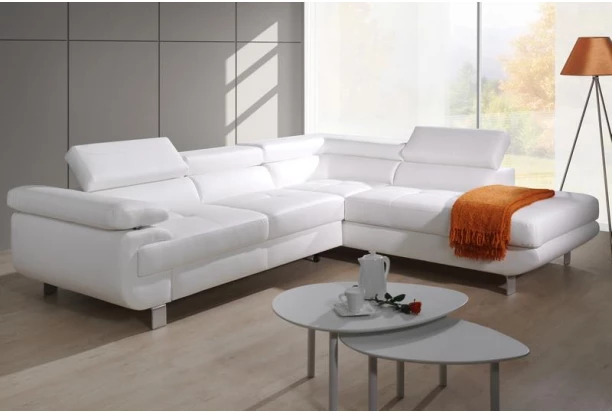 Rohová sedací souprava Lotos 2F-OT, bílá ekokůže