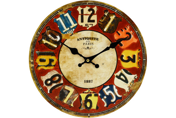 Nástěnné hodiny 30 cm, barevné, vintage, MDF