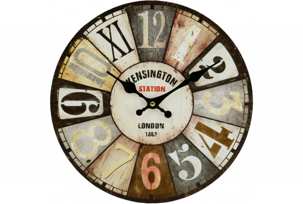 Nástěnné hodiny Kensington Station 30 cm, vintage, MDF