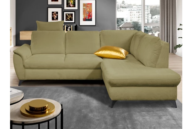 Rohová sedací souprava Geneva, světle zelená látka, pravý roh