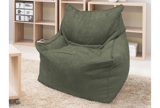 Sedací pytel Norvik, olivově zelená strukturovaná tkanina