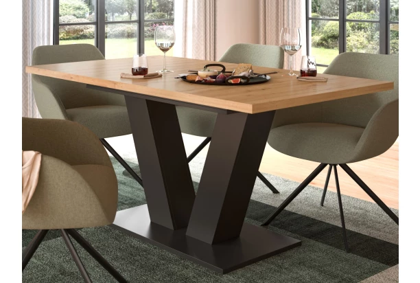 Rozkládací jídelní stůl Moteon 150x90 cm,dub artisan/šedý,podnož V