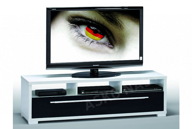 TV stolek Glanz 7645, bílý/černý lesk