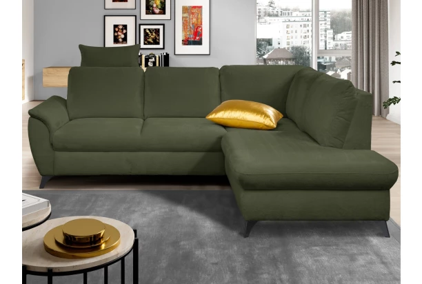 Rohová sedací souprava Geneva, smaragdově zelená látka, pravý roh