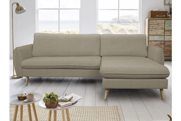 Rohová sedačka Salma, světle hnědá látka, univerzální pravá/levá