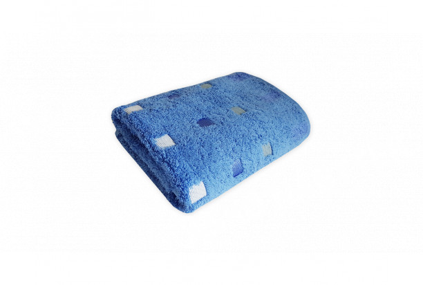 Froté ručník pro hosty Quattro, tencel, azurový, kostičky, 36x50 cm