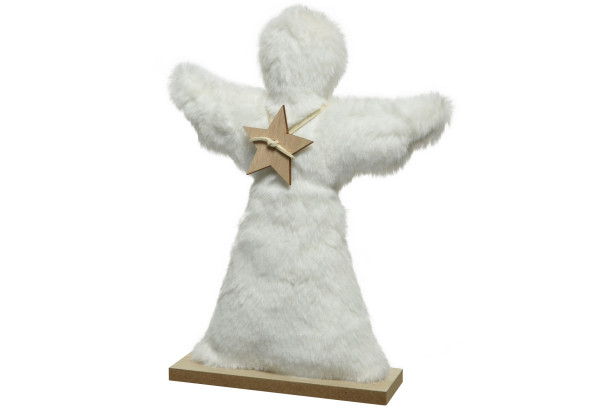 Vánoční dekorace Anděl, plyš, bílá