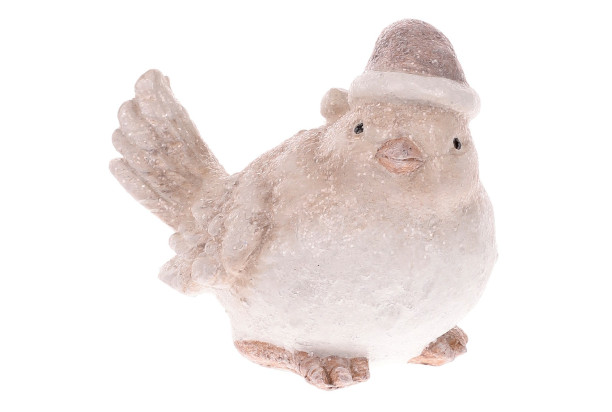 Vánoční dekorace Ptáček s čepicí, béžový