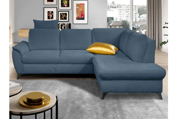 Rohová sedací souprava Geneva, safírově modrá látka, pravý roh