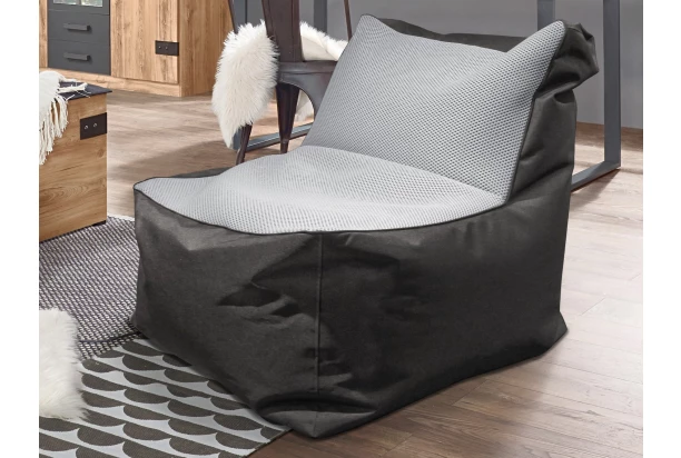 Sedací pytel Carole, černá látka/světle šedá tkanina