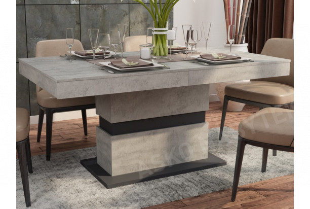 Jídelní stůl Nestor 160x90 cm, beton/grafit, rozkládací