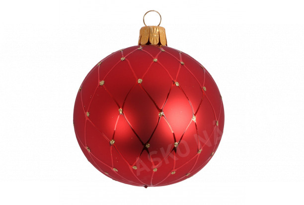 Vánoční ozdoba skleněná koule 4 cm, červená s kamínky