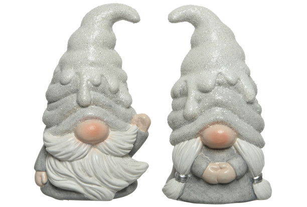 Dekorační soška (2 druhy) Vánoční skřítek, stříbrný