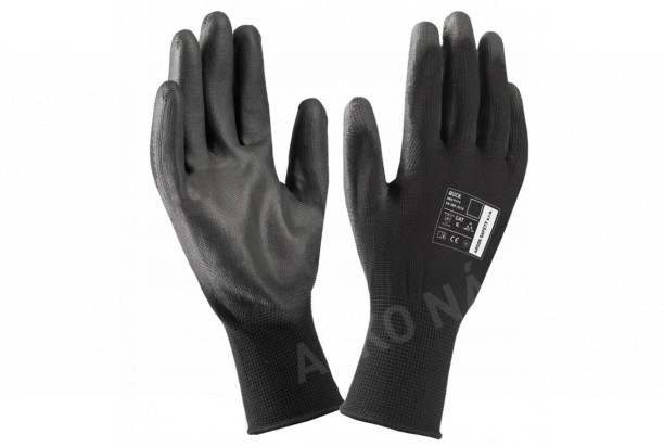 Pracovní rukavice (2 ks) Buck 10, černá s PU nástříkem