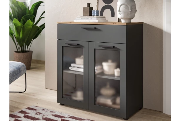 Skříňka se šuplíkem Niklas, 78 cm, šedá/dub artisan