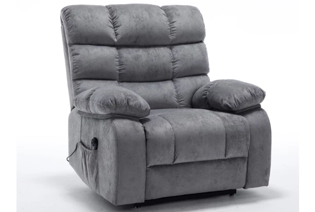 Křeslo s elektrickým polohováním Oscar Giant, šedá látka