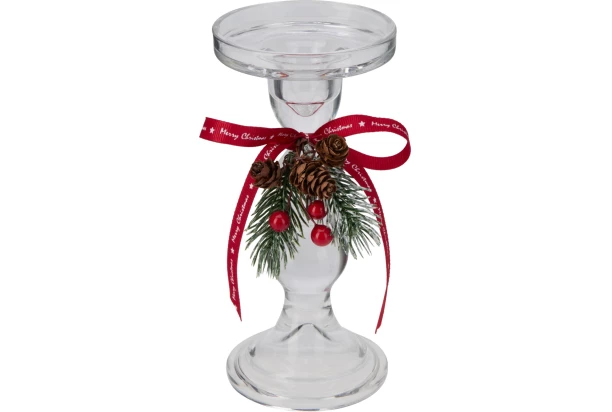 Vánoční svícen 8x17,8 cm, sklo