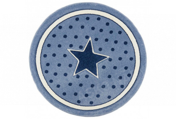 Dětský koberec Diamond Kids 120x120 cm, motiv hvězda, modrý
