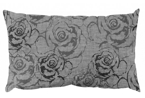 Dekorační polštář Vanessa 60x40 cm, stříbrná s růžemi