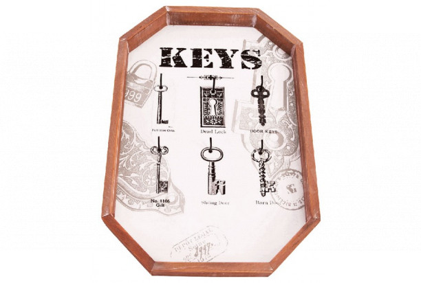 Nástěnný panel na klíče s 6 háčky