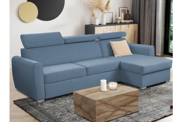 Rohová sedací souprava Mistic, denimově modrá látka