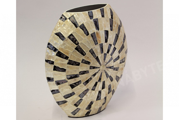 Dekorativní váza černé a krémové proužky, 34 cm