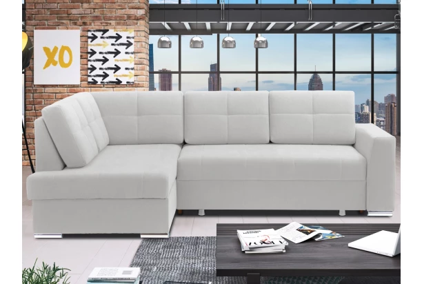 Rohová sedací souprava Stilo, světle šedá látka, levý roh