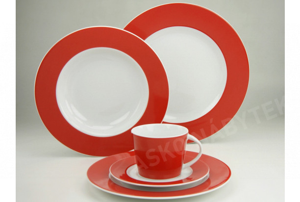 Hluboký talíř 22 cm Basic Colours, červený okraj