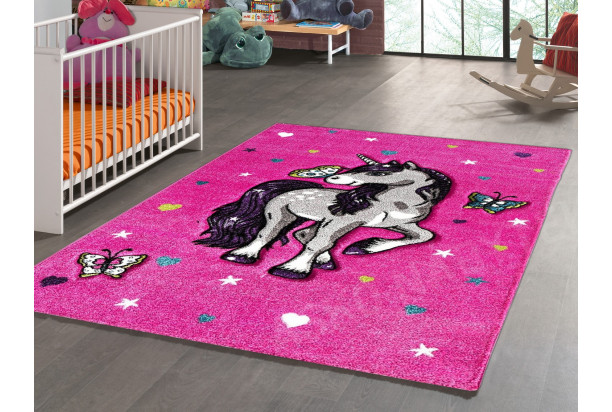 Dětský koberec Diamond Kids 120x170 cm, motiv jednorožec se srdíčky