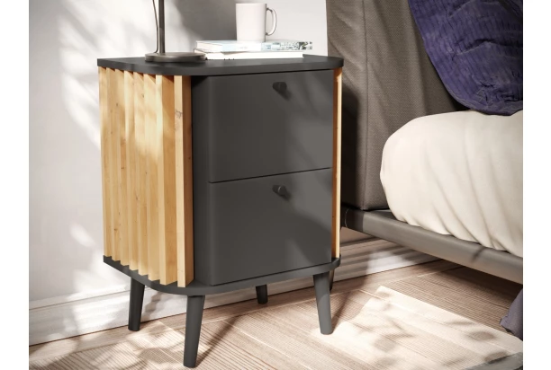 Stolek se šuplíky Pure, tmavě šedá/dub artisan