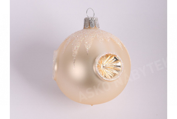 Vánoční ozdoba skleněná koule 7 cm, píchaná béžová