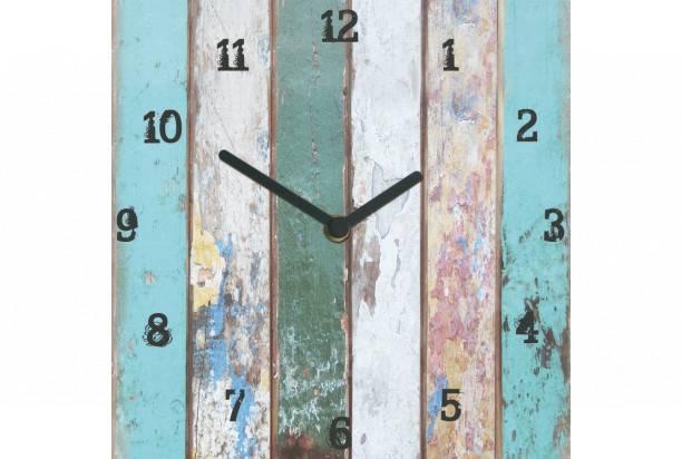Nástěnné hodiny Staré barevné dřevo, 30x30 cm